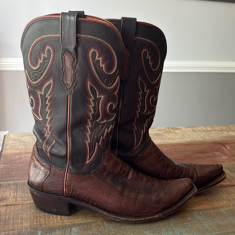 Men’s Lucchese Ostrich Boots Siena/Chocolate
